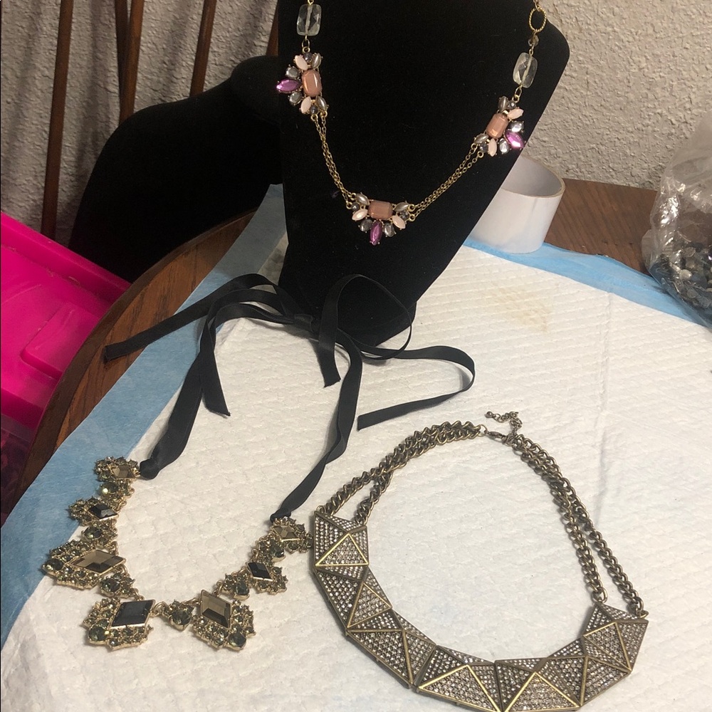 Gold and Pink Statement Necklace - Women Jewelry